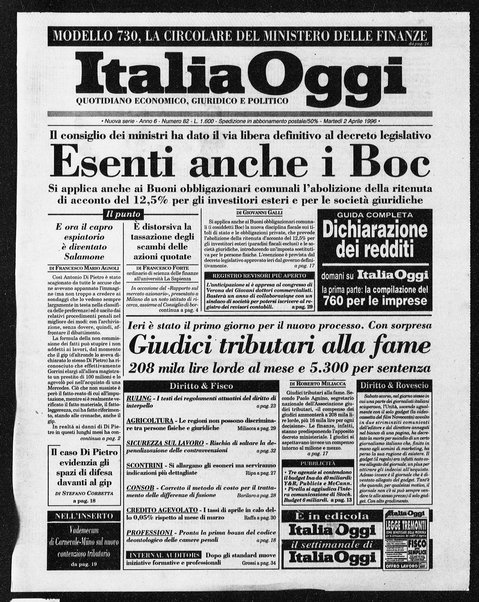 Italia oggi : quotidiano di economia finanza e politica